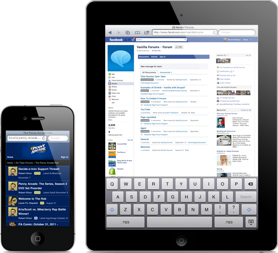 Vanilla works on any mobile device.